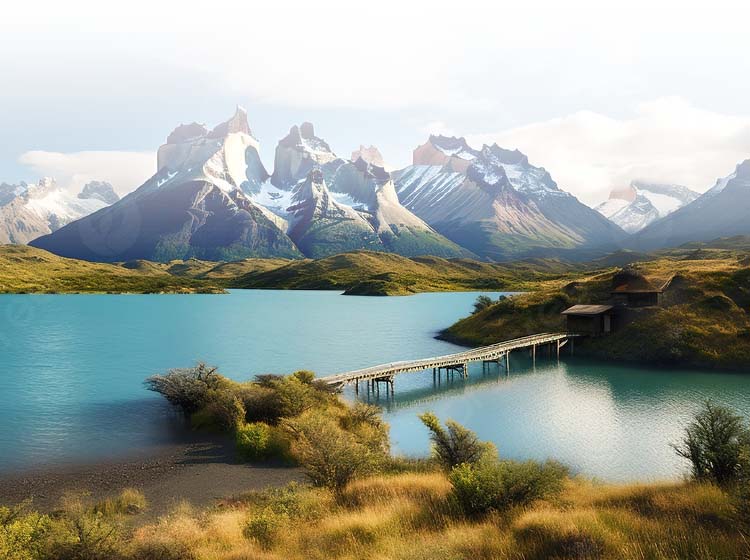Glacier in Patagonian landscape